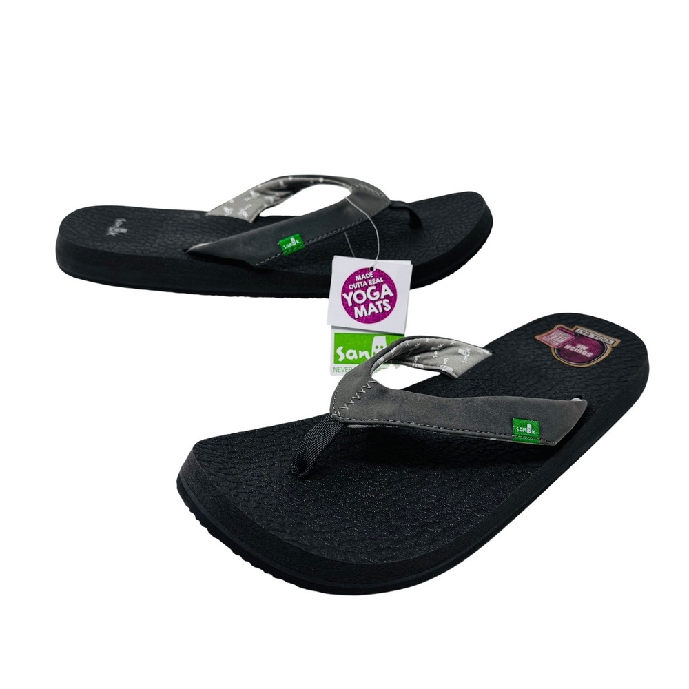 Sanuk Flip Flops Womens 9 Grey Yoga Serenity Thong Sandals Yoga Mat Footbed NEW - Picture 2 of 6
